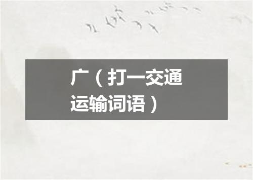 广（打一交通运输词语）