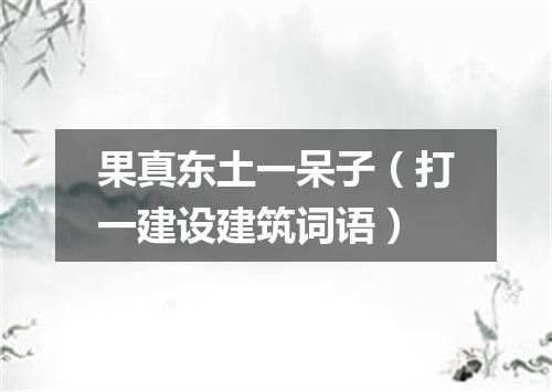 果真东土一呆子（打一建设建筑词语）