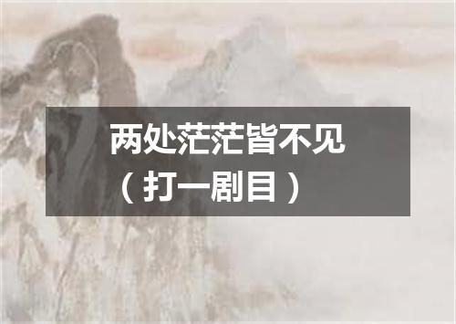 两处茫茫皆不见（打一剧目）
