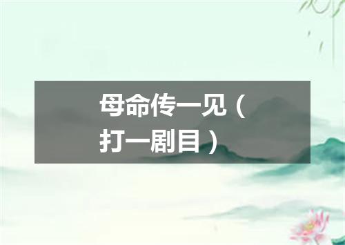 母命传一见（打一剧目）