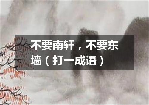 不要南轩，不要东墙（打一成语）