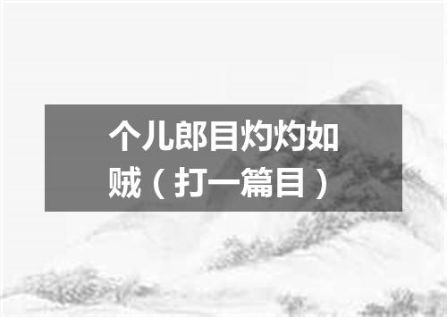 个儿郎目灼灼如贼（打一篇目）