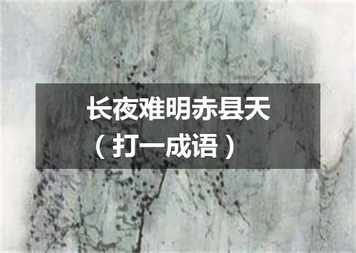 长夜难明赤县天（打一成语）