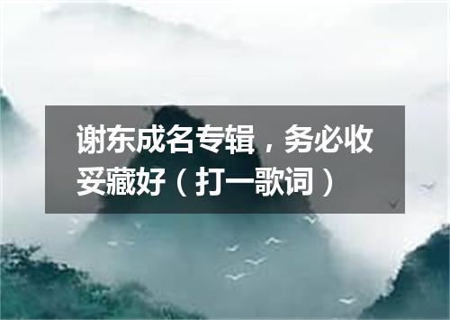 谢东成名专辑，务必收妥藏好（打一歌词）