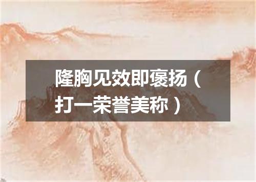 隆胸见效即褒扬（打一荣誉美称）