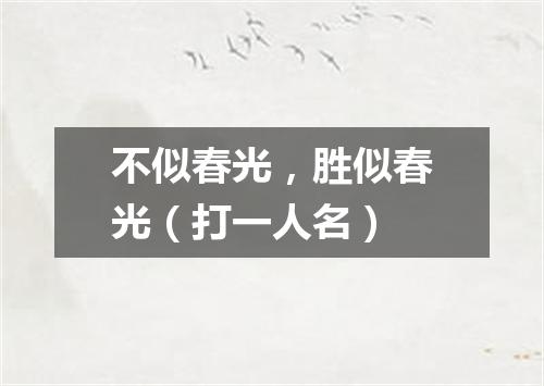 不似春光，胜似春光（打一人名）