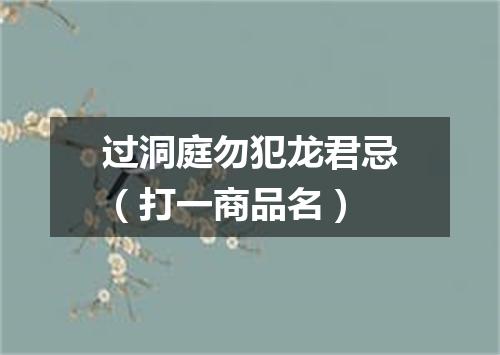 过洞庭勿犯龙君忌（打一商品名）