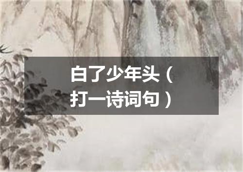 白了少年头（打一诗词句）