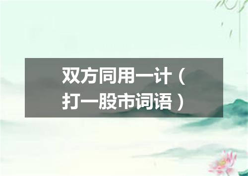 双方同用一计（打一股市词语）