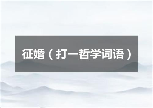 征婚（打一哲学词语）
