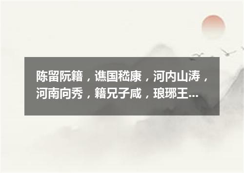 陈留阮籍，谯国嵇康，河内山涛，河南向秀，籍兄子咸，琅琊王戎，沛人刘伶（打一股票名）