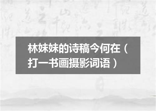 林妹妹的诗稿今何在（打一书画摄影词语）