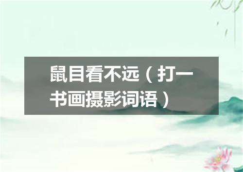 鼠目看不远（打一书画摄影词语）
