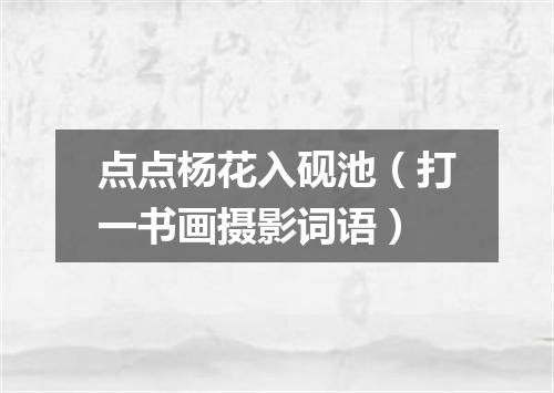 点点杨花入砚池（打一书画摄影词语）