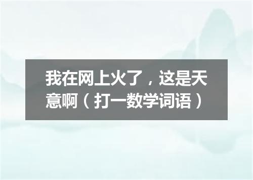 我在网上火了，这是天意啊（打一数学词语）
