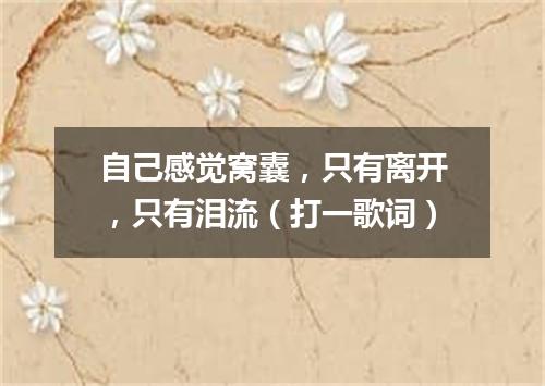 自己感觉窝囊，只有离开，只有泪流（打一歌词）