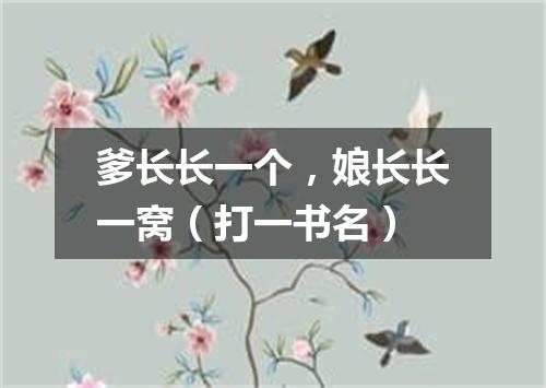 爹长长一个，娘长长一窝（打一书名）