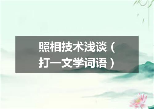 照相技术浅谈（打一文学词语）