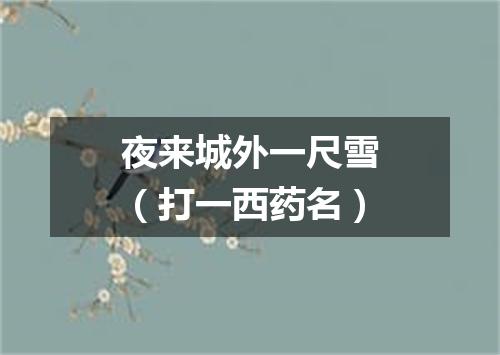 夜来城外一尺雪（打一西药名）
