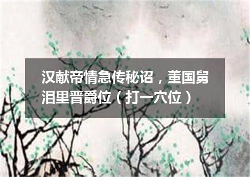 汉献帝情急传秘诏，董国舅泪里晋爵位（打一穴位）