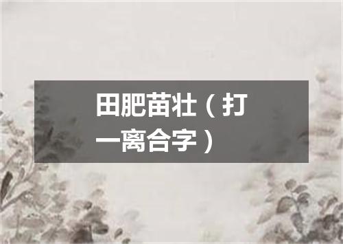 田肥苗壮（打一离合字）