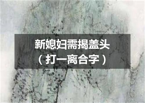 新媳妇需揭盖头（打一离合字）