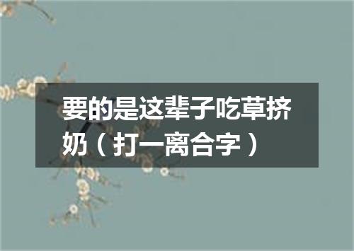 要的是这辈子吃草挤奶（打一离合字）