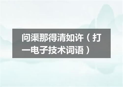 问渠那得清如许（打一电子技术词语）