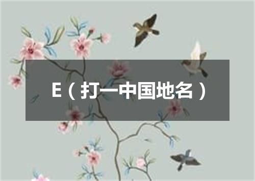 E（打一中国地名）