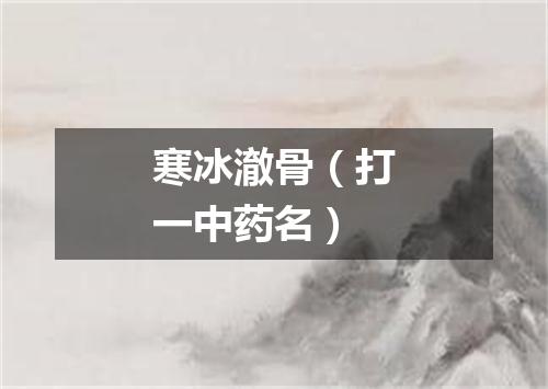 寒冰澈骨（打一中药名）