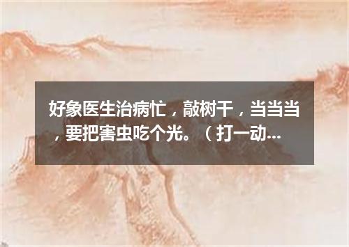好象医生治病忙，敲树干，当当当，要把害虫吃个光。（打一动物）