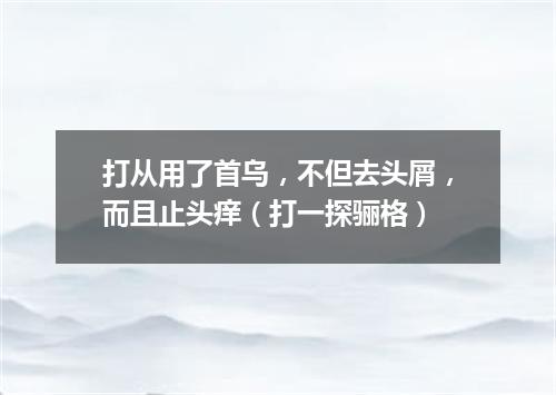 打从用了首乌，不但去头屑，而且止头痒（打一探骊格）