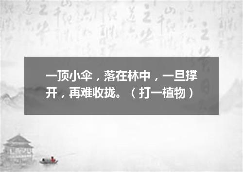 一顶小伞，落在林中，一旦撑开，再难收拢。（打一植物）