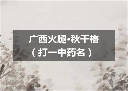 广西火腿·秋千格（打一中药名）