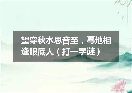 望穿秋水思音至，蓦地相逢眼底人（打一字谜）