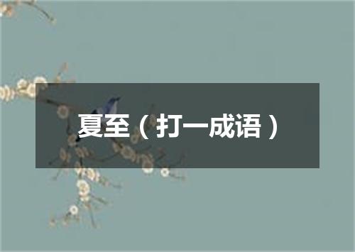 夏至（打一成语）