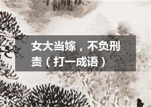 女大当嫁，不负刑责（打一成语）