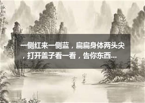 一侧红来一侧蓝，扁扁身体两头尖，打开盖子看一看，告你东西和南北。（打一工具）