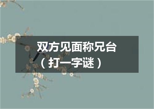 双方见面称兄台（打一字谜）