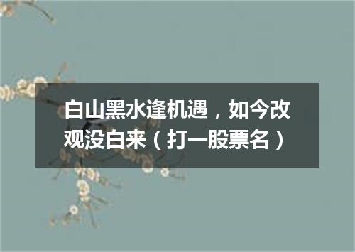 白山黑水逢机遇，如今改观没白来（打一股票名）
