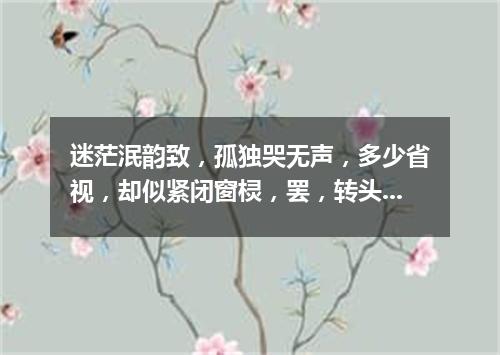 迷茫泯韵致，孤独哭无声，多少省视，却似紧闭窗棂，罢，转头且离去，辗转旧梦里寻，尽在泪眼矇眬中。（打一字谜）