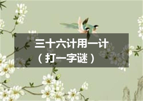 三十六计用一计（打一字谜）