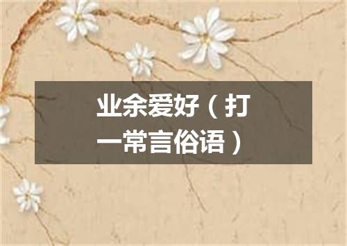 业余爱好（打一常言俗语）