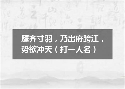 鹰齐寸羽，乃出府跨江，势欲冲天（打一人名）
