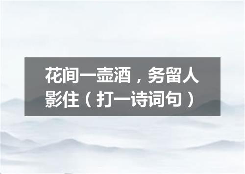 花间一壶酒，务留人影住（打一诗词句）