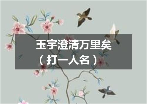 玉宇澄清万里矣（打一人名）