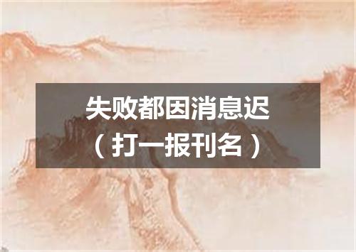 失败都因消息迟（打一报刊名）