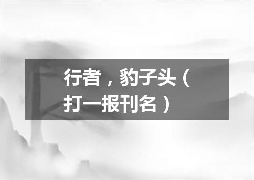 行者，豹子头（打一报刊名）