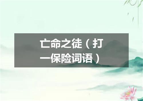 亡命之徒（打一保险词语）