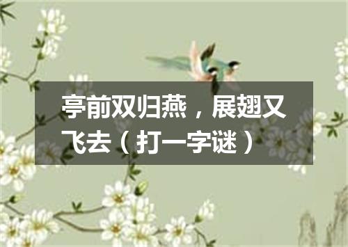 亭前双归燕，展翅又飞去（打一字谜）
